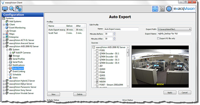 exacqVision 5.0 Auto Export