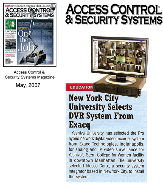 Exacq in Access Control & Security Systems - May 2007