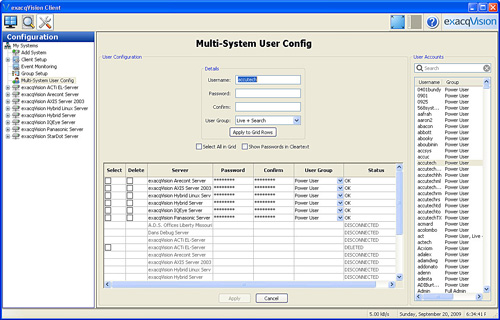 exacqVision Multi-System User Config